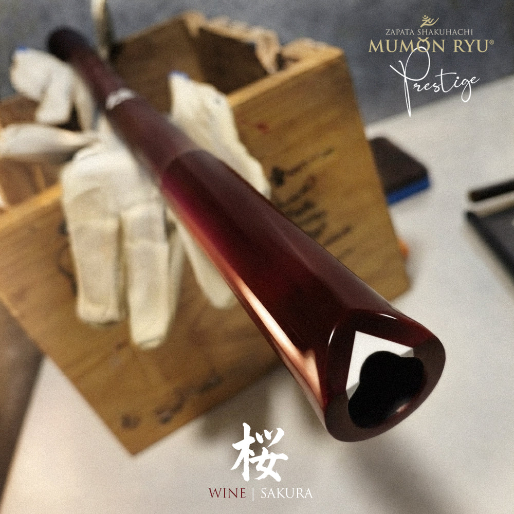 Professional Bass Flute shakuhachi | Prestige Series Wine Sakura | Zapata Mumon Ryu