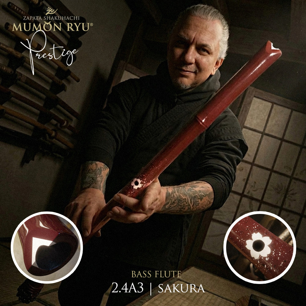 Professional Bass Flute shakuhachi | Prestige Series Wine Sakura | key A3
