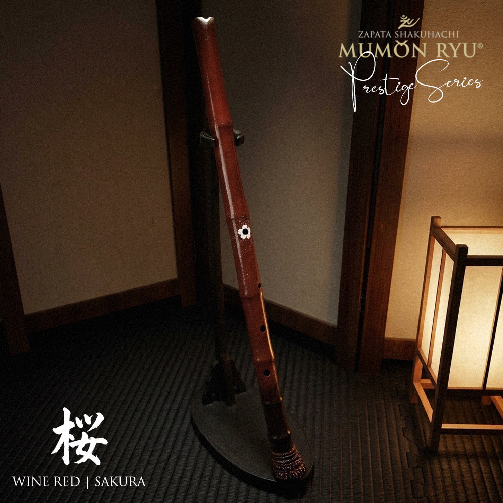 Professional Bass Flute shakuhachi | Prestige Series Wine Red Sakura | key 2.4 A3