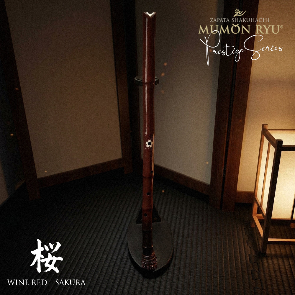 Professional Bass Flute shakuhachi | Prestige Series Wine Red Sakura | key 2.4 A3