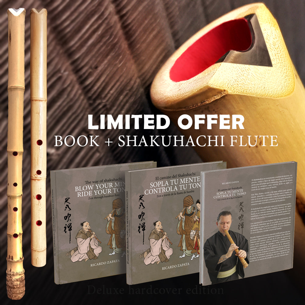 Shakuhachi flute and instructional book study bundle - Zapata Mumon Ryu